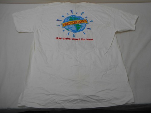 Vintage Hanes Single Stitch T Shirt 1996 March For Jesus Double Sided Large - Picture 10 of 12