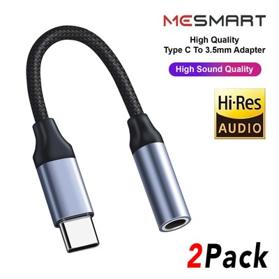 2 Pack USB C Type C To 3.5mm Audio Aux Headphone Jack Cable Adapter Fits Android