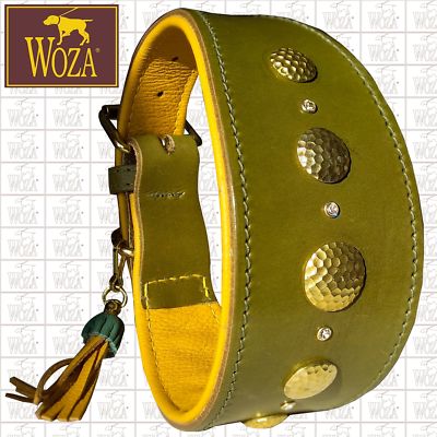 Premium Windhund Halsband Vollleder Whippet WOZA Swarovski Soft Rindnappa G42161
