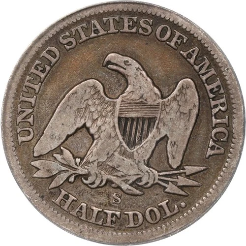 1858-S 50C Liberty Seated 1/2 Dollar ANACS VG8 Key PROBLEM FREE Silver Type Coin