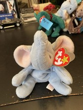 RARE light blue peanut beanie baby  possible Tag errors 1995 original 