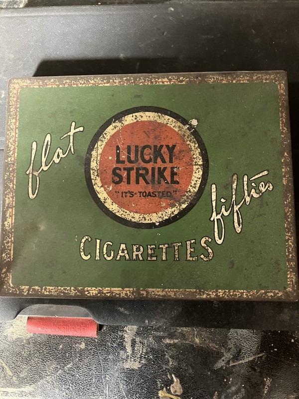 Vintage Tobacco Memorabilia, Lucky Strike “Flat Fifties” Cigarette Tin