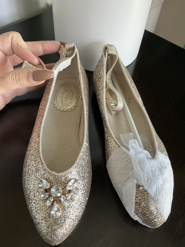 Joyfolie Girl's Penny Flat's in Gold Dance Wedding Holiday Church Sz 1