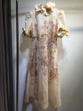 Zimmermann 3D Floral Maxi Dress Silk Linen Organza - NEW