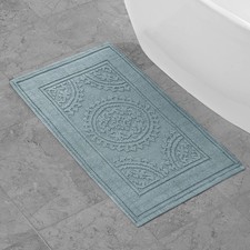Cotton StoneWash Medallion 21x34 in. Bath Rug, Aqua
