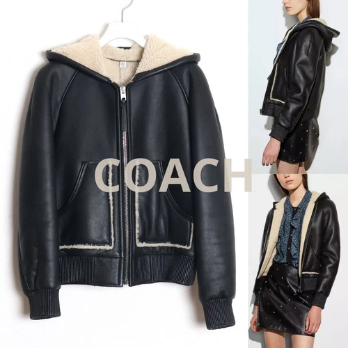 Giacca in shearling COACH autentica con zip 2