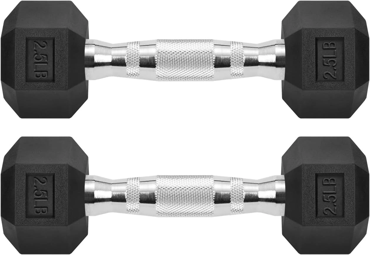 Hex Dumbbells Rubber Coated Cast Iron Hex Black Dumbbell Free Weights for