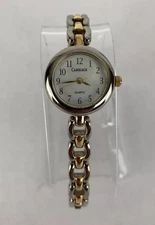 Carriage By Timex 25mm Silver/Gold Tone Quartz Watch w/Bracelet & New Battery