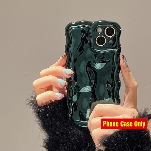 iPhone 17 3D Bubble Electroplate Wavy Case Dark Green Meteorite Pattern Glitter