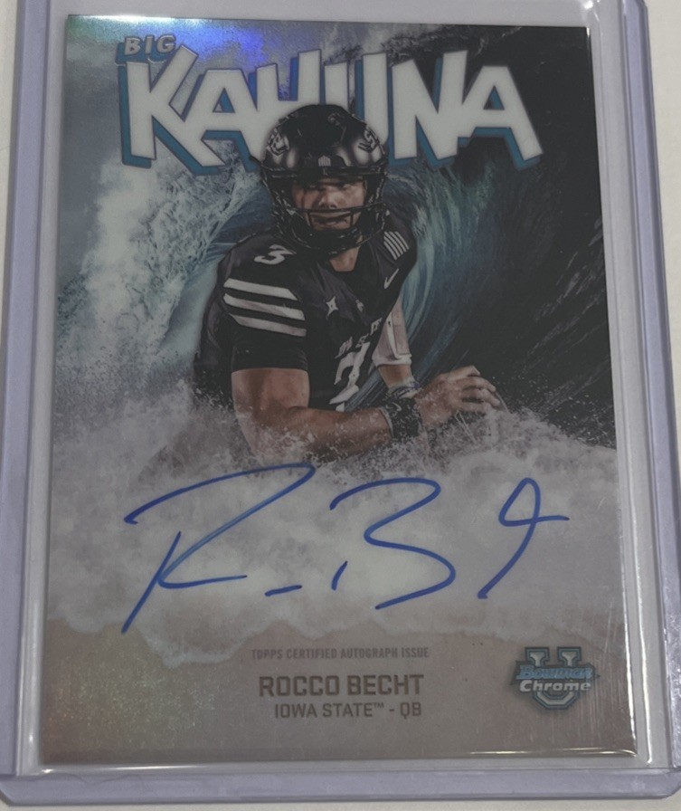 Rocco Becht 2025 Bowman University Chrome Big Kahuna Case Hit SSP Autograph