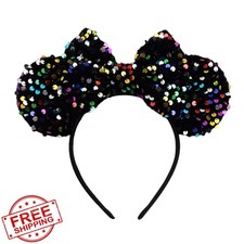 JOYFISCO Mouse Ears Headband Glitter Bow Party Princess Cosplay Costume