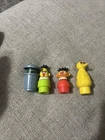Lot 4 Vintage Fisher Price Little People Sesame Street Figures Oscar Big Bird