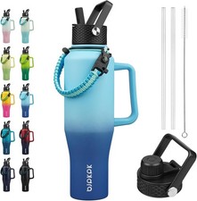Insulated Water Bottles with Straw Lid, 40oz Metal Water Bottle with 2 lids