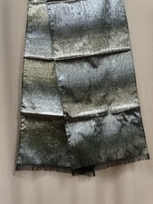 Metallic Silver Black Brocade Scarf Shawl Fringe Evening Wrap Jacquard Floral