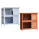 Outdoor Indoor Rabbit Hutch w/ Run Waterproof Roof 2-Story Large Pet Bunny Cage