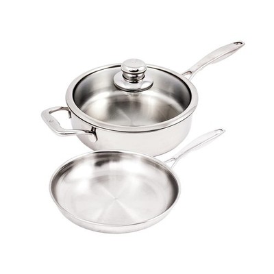 Premium Clad 5-Ply Stainless Steel 3 Piece Cookware Set with Satin Exterior