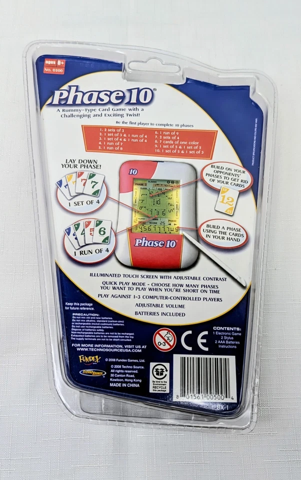 Phase 10 Electronic Card Game, No. 0500  2008 Fundex/TechnoSource NEW In Package - Image 2 of 2