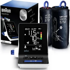 Braun ExactFit 3 Blood Pressure Monitor, Large Display, 2 Cuffs, 80 Memories