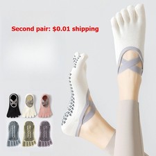 Calcetines antideslizantes transpirables para yoga pilates algodón cinco dedos calcetines de yoga