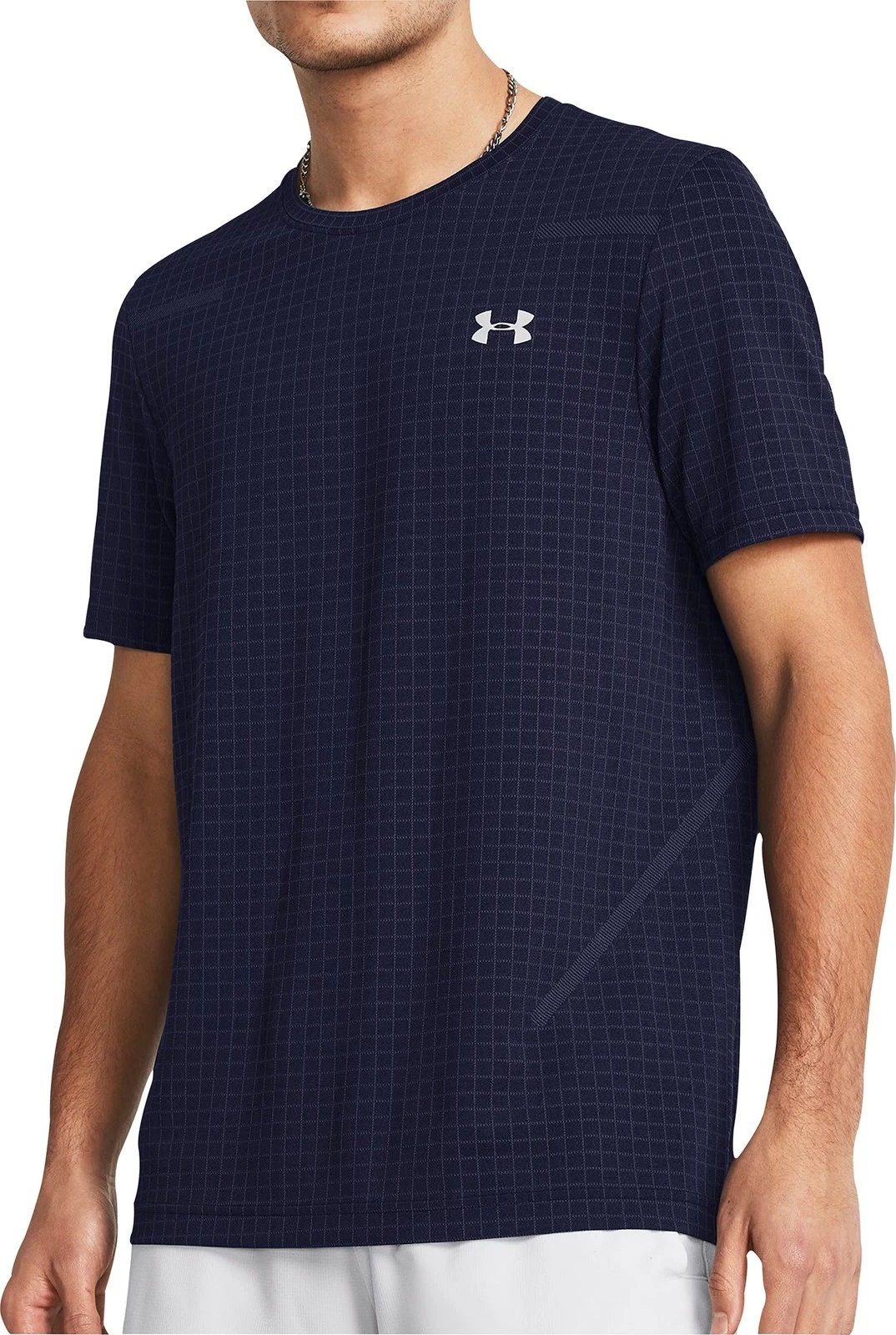 Under Armour Seamless Grid Mens Training Top Blue Short Sleeve Gym T-Shirt