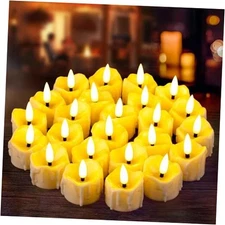 24 Pack LED Timer Tea Lights Battery Operated, Flameless Flickering Electric 