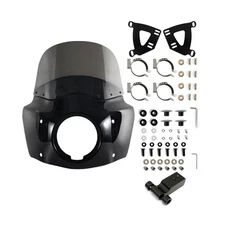 FATECIM Motorcycle 5.75" Headlight Fairing with 11" Smoke Windshield Windscre...