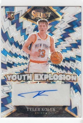 2024-25 Select Tyler Kolek Youth Explosion White RC Auto #YE-KOL Knicks /25 ZO