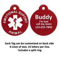 Emotional Support Animal Custom Personalized Pet tags Engraved ID Tag