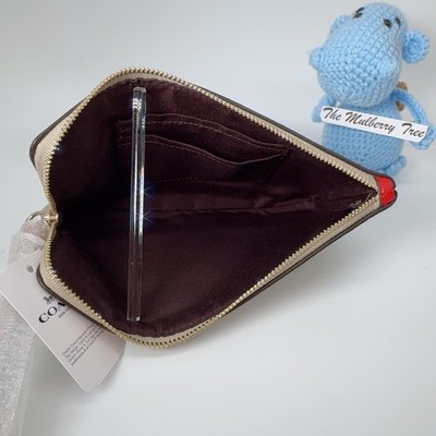 Coach C2259 Signature Coated Canvas Pebble Leather Wristlet Pouch