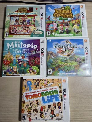 Nintendo 3DS Game Lot- Animal Crossing, Tomodachi Life, Miitopia & Fantasy Life