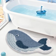 Cute Animal Bathroom Rug Deep Whale Plush Absorbent NonSlip Mat 20x35 Inch