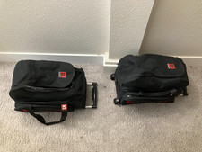 Lot of 2 Brunswick Crown 2 Ball Rolling Bowling Bags Black & Red Dual Shoe Pocke