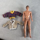Vintage Mattel 1968 Ken Doll Figure With Brown Hair, Two Sweaters Included