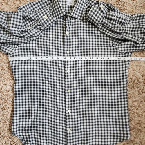 Culturata Tailored Fit Black White Plaid Men Sz 15.5 40 Long Sleeve Button Up - Picture 3 of 6