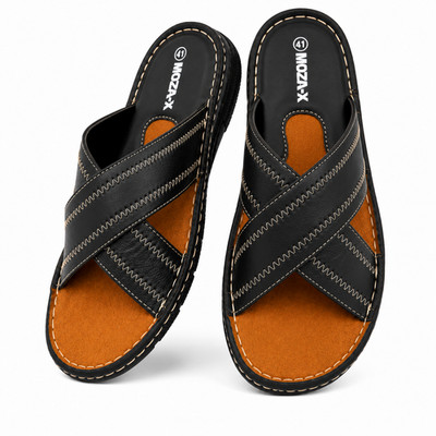 MOZA-X Herren Freizeit Komfort Pantoletten Leder Offene Zehe Pantolette Slipper Sandalen UK 7-10