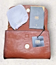 Frye Leather Ring Wallet Crossbody Bag Brown Purse New With Tags Removable Strap