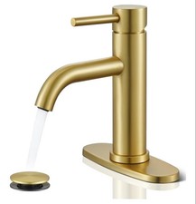 Gold Bathroom Faucet Single Hole Single Handle Sink Vanity RV Brushed Gold. NEW