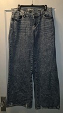 Rewash Jeans Women 11/30 Medium Acid Wash Wide Leg Distressed Zip Fly Eco Denim