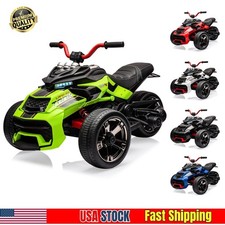 12V 3Wheeler Ride On ATV Electric Motorcycle Battery Electric Vehicle w/Led US