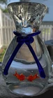 Vintage Murano Style Art Glass Fish In A Bag Glass Blue Ribbon 7inX 6in