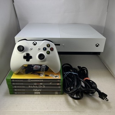 Xbox One S 500GB White Console Bundle Lot 5 Games, Controller, Cables #ML45