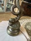 Antique Bronze Sea Monster Dolphin Fish Figural Lamp Sculpture — photo 6