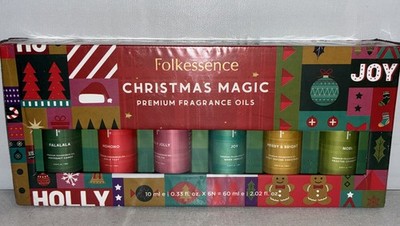 New 6pc Set Folkessence Fragrance Oils Limited Edition Christmas Magic 0.33fl Oz