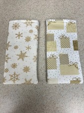 Sunglass / Eyeglass Fabric Cases - Gold White Holiday Theme - Set of 2 - NEW