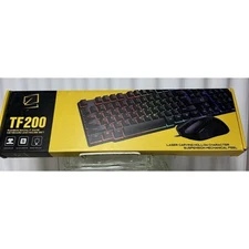 New In Box TF200 Gaming Keyboard & Mouse Set Rainbow Backlit Hollow Characters