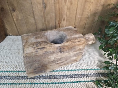Große alte Vintage rustikale Wabi Sabi handgeschnitzte Holz Mörser Schale Schale