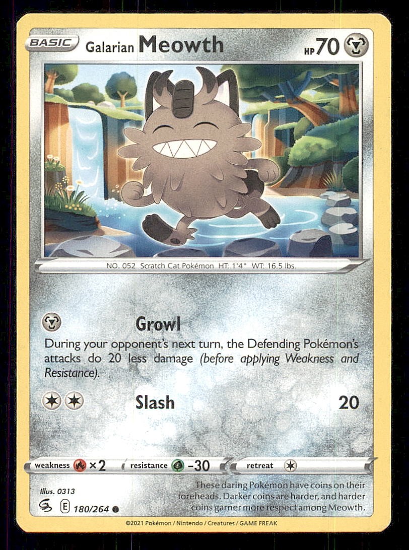 GALARIAN MEOWTH 180/264 COMMON FUSION STRIKE POKEMON LIGHTLY PLAYED