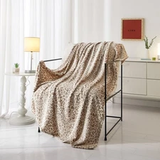 Cozy Plush Soft Throw Blanket Multicolor Abstract Leopard Pattern 50 x 60 Inches
