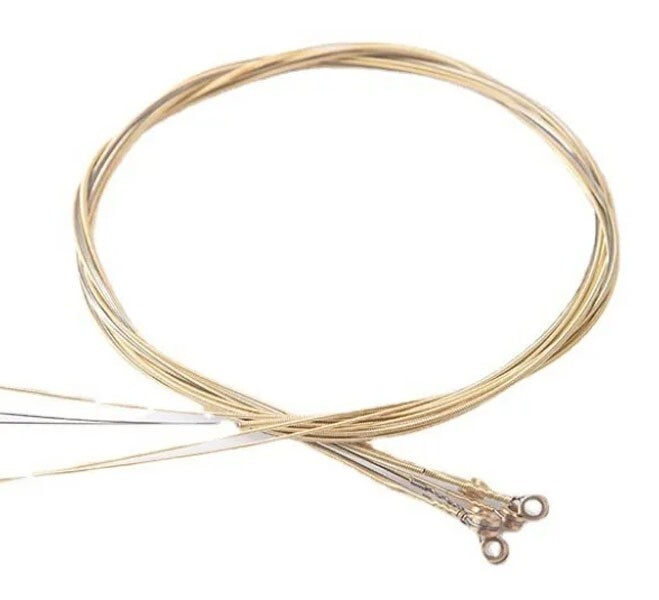 Acoustic Guitar Strings Set Of 6 Gold Coloured Steel Strings UK
