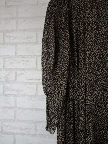 Piper womens a-line dress black brown print 12 long sleeve sheer - Picture 4 of 12